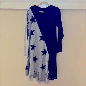 Nununu cotton long sleeve grey and black star dress.